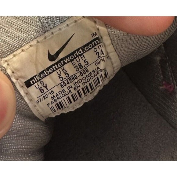 NIKE Huarache Run GS 654280-006 Athletic Shoes Grey/Pink Size 6Y Womens 7.5 - Picture 8 of 8